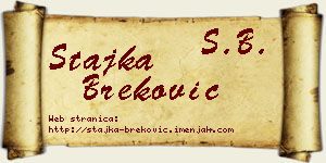 Stajka Breković vizit kartica